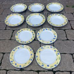 Pier 1 Palermo Made In Italy 2002 Vintage Deep Plates Bowls & Small Cake Plate Dinnerware Set🍽️ 