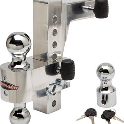 Uriah Products 8 Inch Drop Adjustable Aluminum Alloy Hitch Towing Mount for Tow Truck, and Trailer with with Interchangeable Steel Hitch Balls