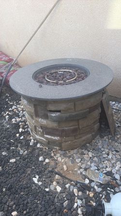 Round Propane Fire Pit with Lava Rocks