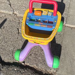 Fisher Price Baby Stroller Red Yellow Basket