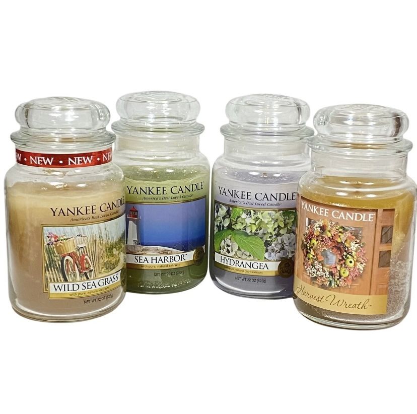 Yankee Candle Lot featuring Wild Sea Grass, Sea Harbor, Hydrangea, and Harvest Wreath
