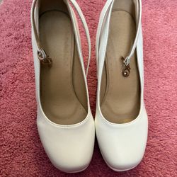 White Platform Pump Heels