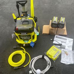 RYOBI PRESSURE WASHER 1500 PSI and 1.2 GPM (Boost Mode) TWO SPEED Portable, easy-to-use, and low maintenance  Includes two Batteries 40-and Charger  
