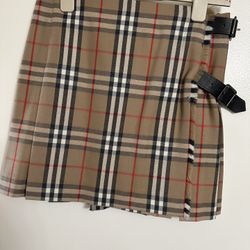 Burberry Pleated Check Wool Skirt - Authentic
