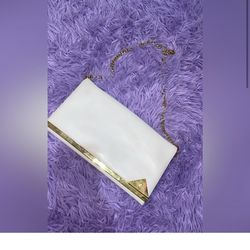 Elegant White and Gold Women's Clutch