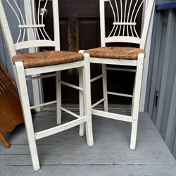 White Counter Height Barstools Wicker Seats