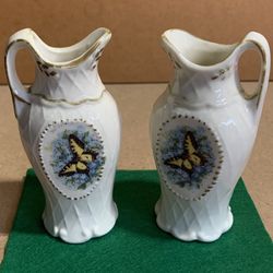 Vintage mini Butterfly porcelain vase set