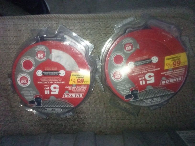 50 Count Diablo 5 Inch Sander Disks. 120 Grit And 150 Grit