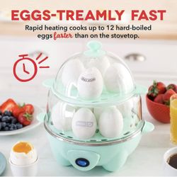 DASH Deluxe Rapid Egg Cooker for Hard Boiled, Poached, Scrambled Eggs, Omelets, Steamed Vegetables, Dumplings & More, 12 capacity, with Auto Shut Off 