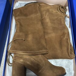 Stuart Weitzman Tieland Over The Knee Suede Cognac Brown Boot Size 6