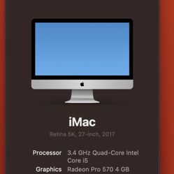 2017 Imac 27” Core I5 Like New 40gb Ram