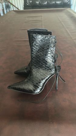 Fashion Nova Black Stiletto Lace Up Heels