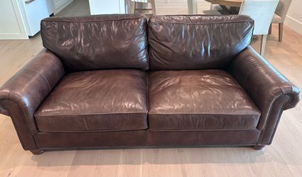 Pottery Barn Brown Leather Sofa