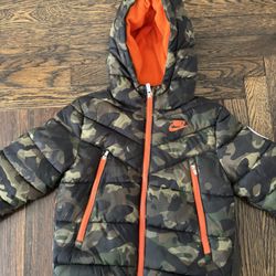 Army fatigue and orange Nike winter coat size 7