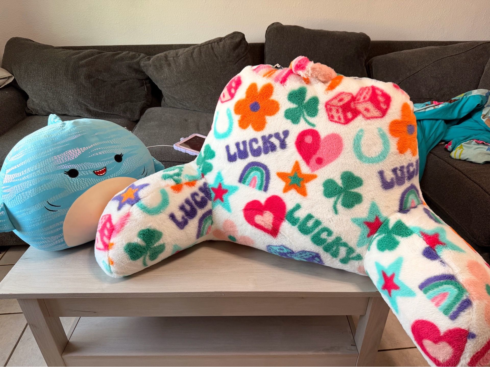 Giant squishmallow and pillow chair