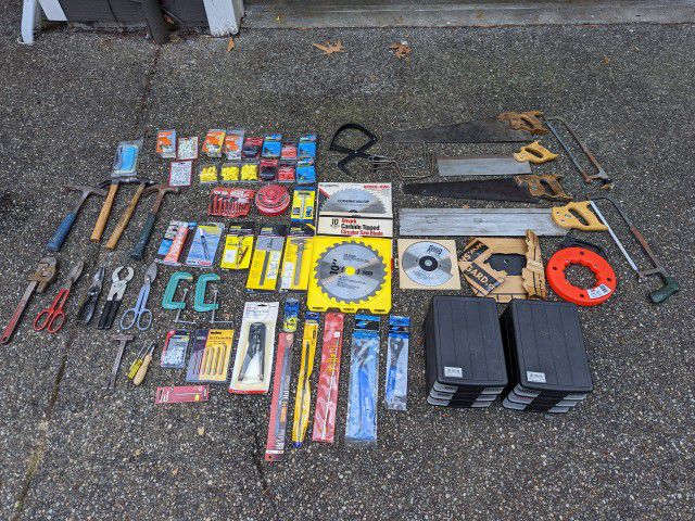 Mixed Tool Lot - New & Used Saws, Hammers, Electrical, & More