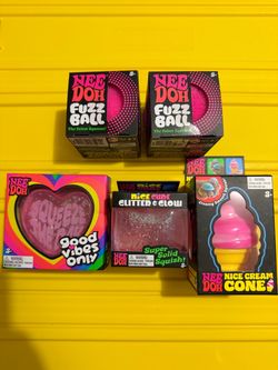 Nee Doh Sensory Squeeze Toy Bundle Set of 5 (Pink)