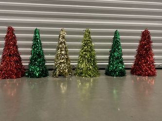 Tabletop Cone-shaped Tinsel ChristmasTrees 19”
