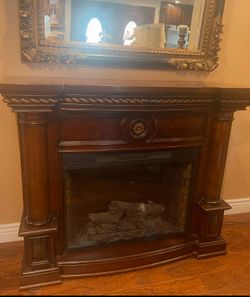 Brown Wooden Fire Place 