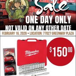 ONE DAY ONLY - Milwaukee 56 pc 3/8 tool set and Milwaukee tape measure set