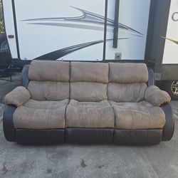 Ashley Furniture Two Tone 3 Seater Sofa Tan Brown