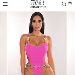 Hot Miami Styles- Hot Pink Swimsuit size M
