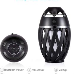 Led flame table lamp, Torch atmosphere Bluetooth speakers&Outdoor Portable Stereo Speaker with HD Audio and Enhanced Bass,LED flickers warm yellow lig