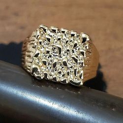 MENS 18K GOLD FILLED NUGGET RING SIZE 9