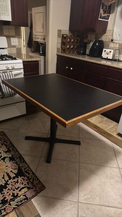 Rectangular Dining Table with Metal Pedestal Base