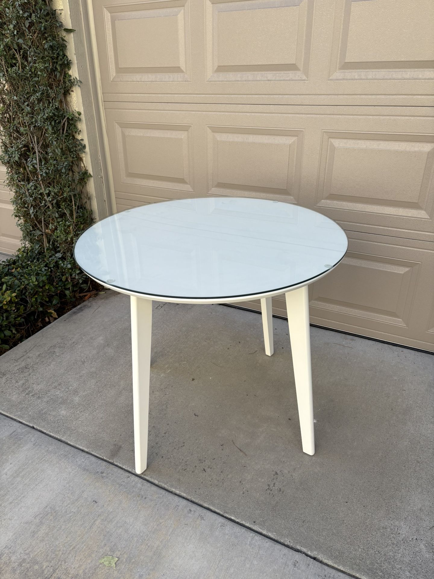 White Dining Table W/ Glass Top