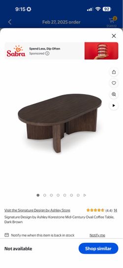 Dark Brown Oval MCM Coffee Table