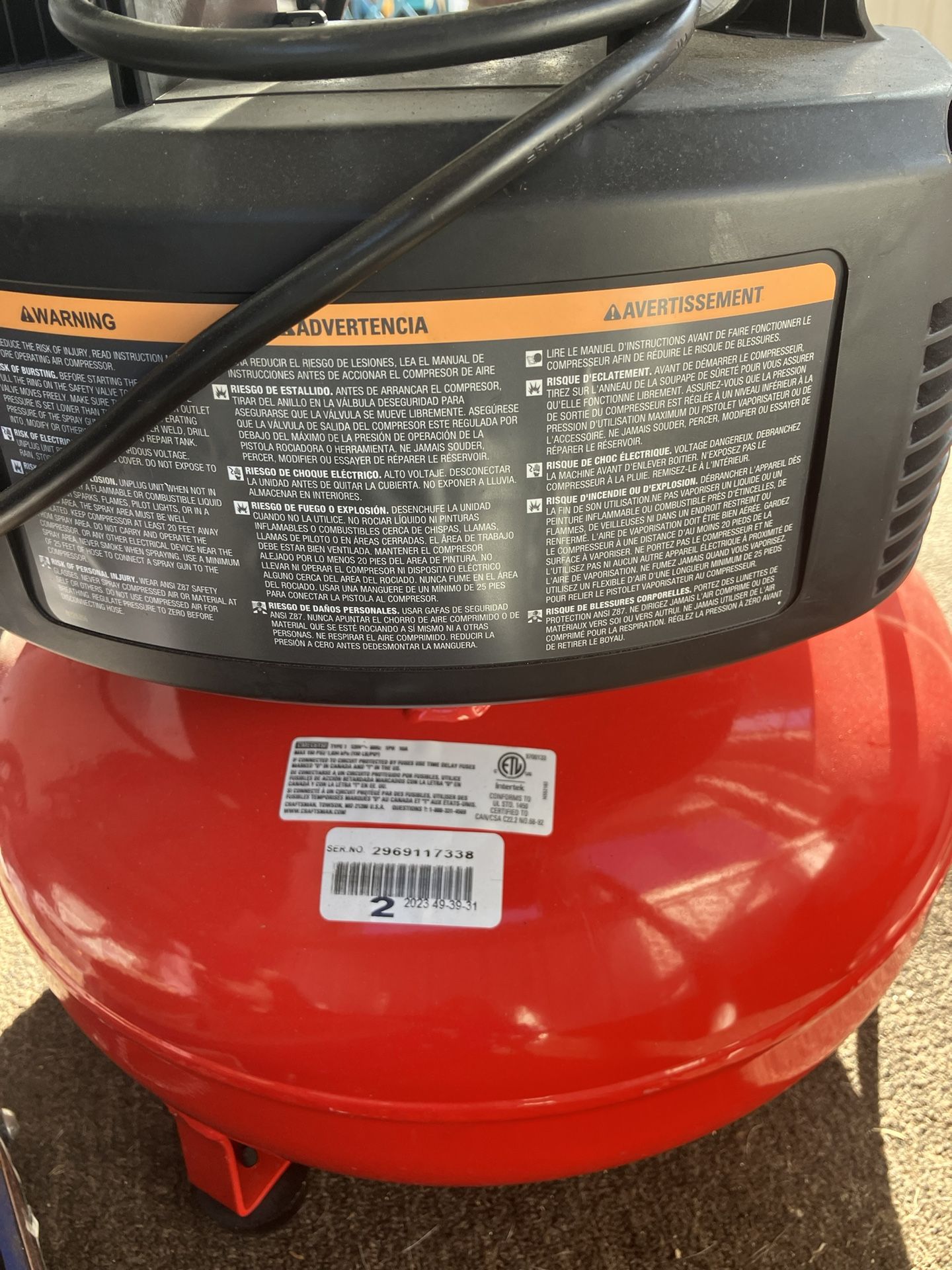 6 Gallon Craftsman Pancake Air Compressor