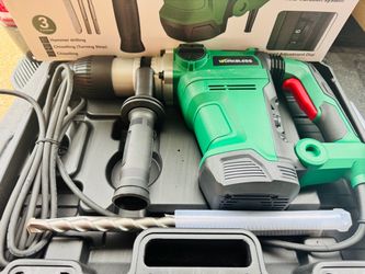 WORKBLESS 1-1/2 Inch SDS-MAX Heavy and Duty Rotary Hammer Drill, 13 Amp Corded Hammers Drill, 3 Functions, 6 Speeds, Safety Clutch, 2 Chisel, Hammers