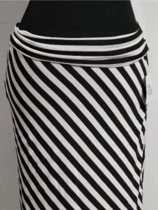 Women Joey B Benbasset  Black White Stripe Skirt Size L Large