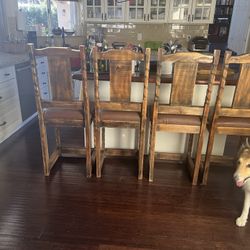 4 Handmade Rustic Bar stools 