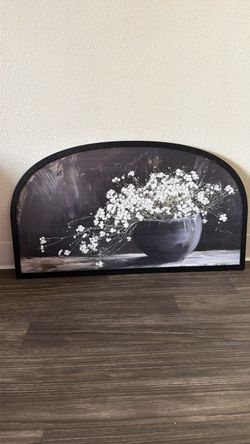 Arched Floral Wall Art Black Frame