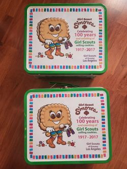 2 Girl Scout Collectible Lunch Box Tins