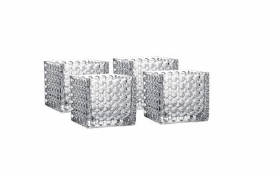 Set of 4 Glass Dimple Cube Vases (4.9 inch)