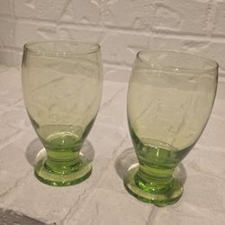 Vintage Green Crystal Glasses 