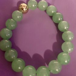 Jade Bracelet And Gold-plated Beaded