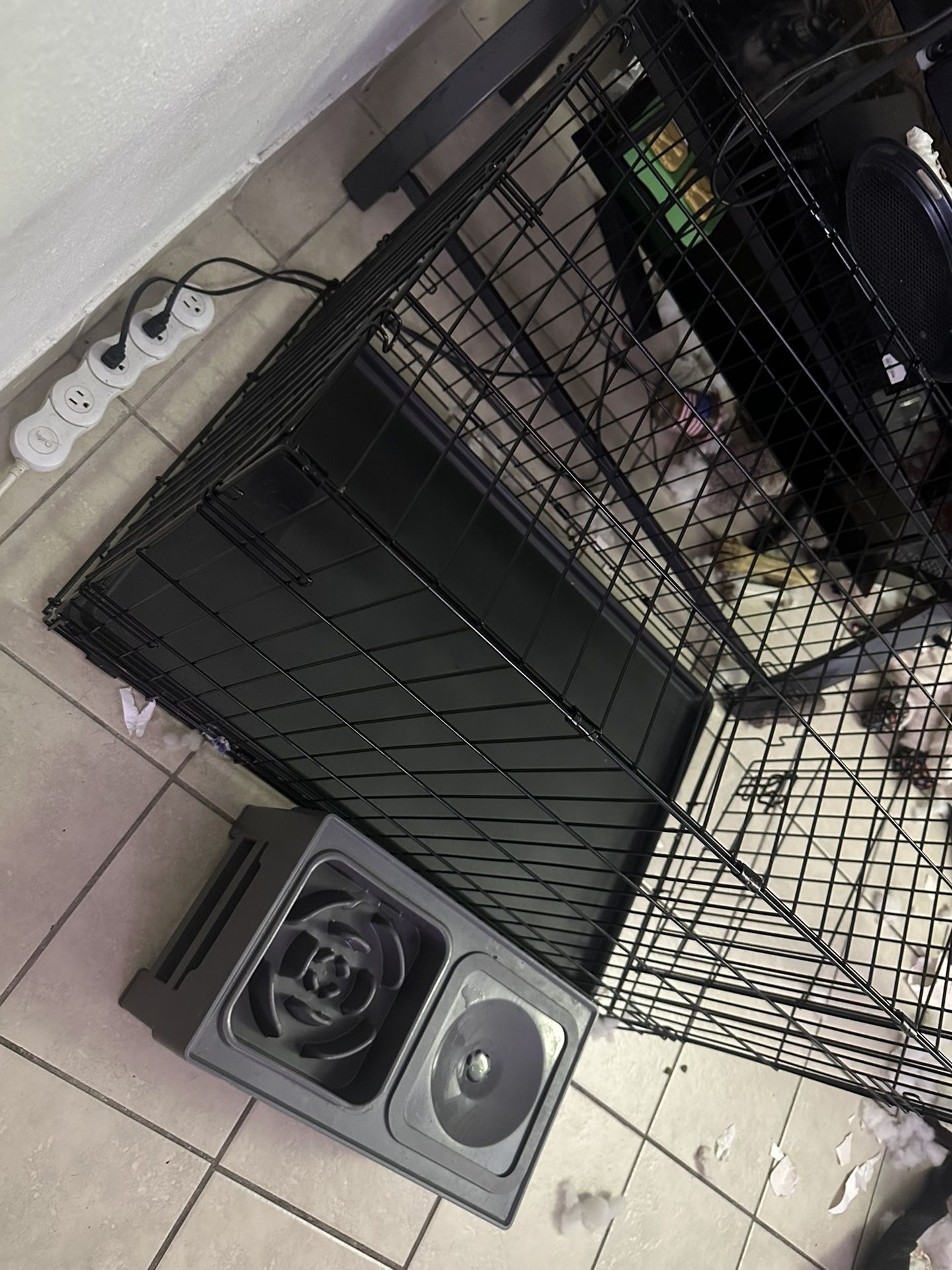 Large Dog Crate With Dog Food (plus a Large Dog Bed)
