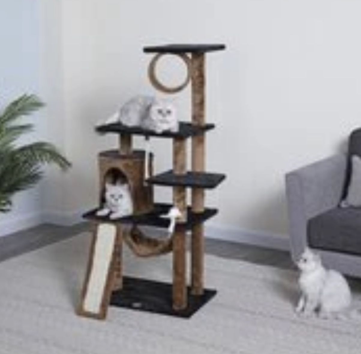 Go Pet Club 53-in Faux Fur Cat Tree & Condo, Brown/Black