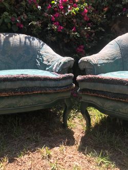 Chairs Vintage Pair LOW profile ready  for restoration