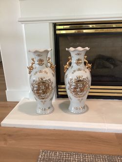 Chinese Pair of Large Porcelain Vases with Figures 