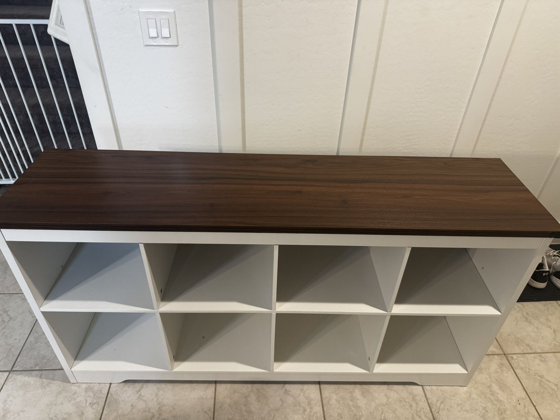 Moasis Farmhouse 6/8 Cube Bookcase Organizer Cubby Bookshelf Storage Cabinet - 8 Cube - Walnut Top/White
