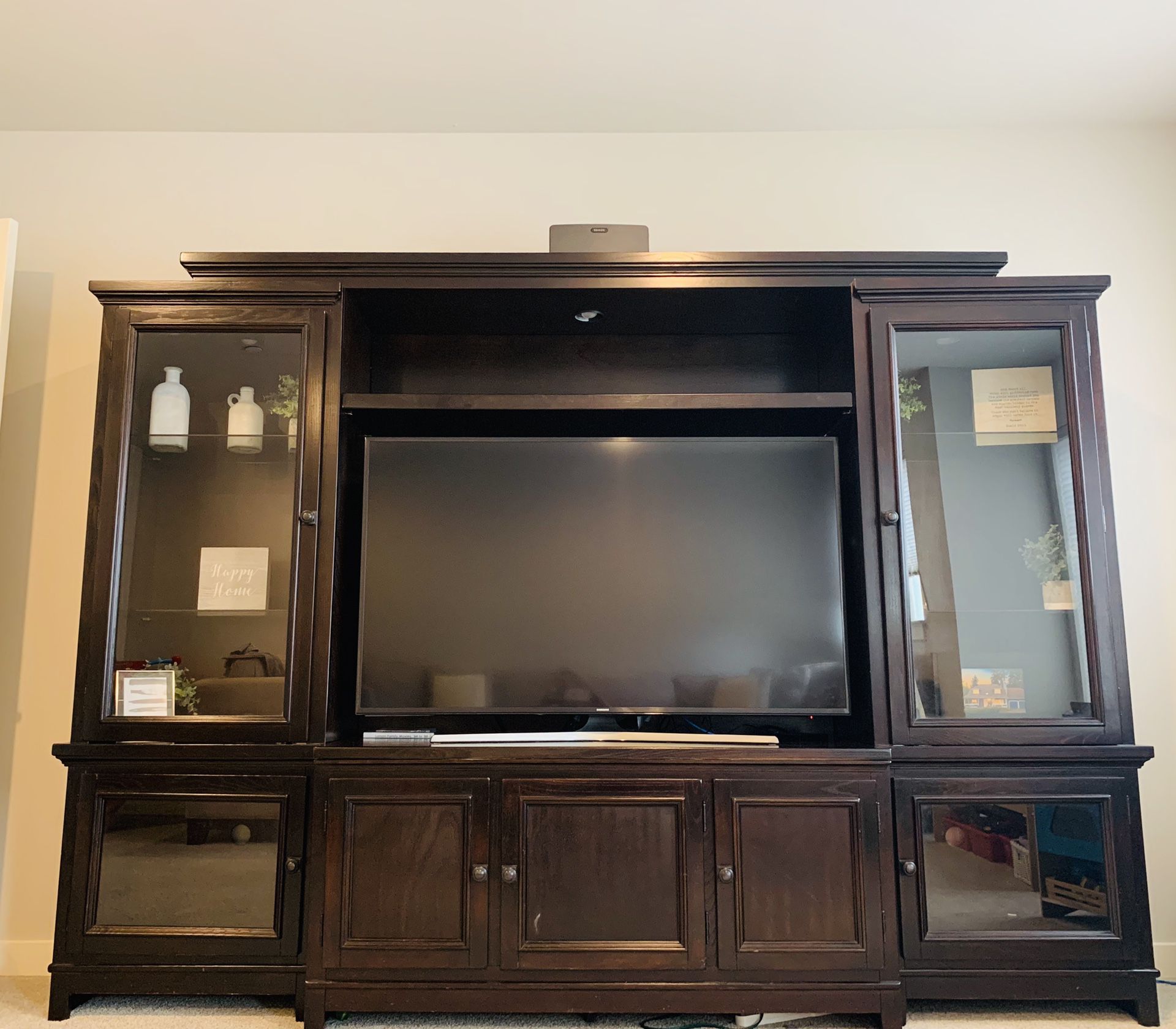 Entertainment center hutch with TV stand