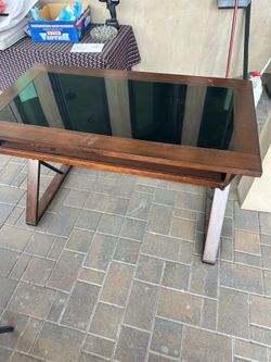 High Quality Wood And Glass Desk Measures 26”x48” and 30”height