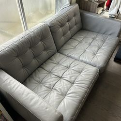 Modern Grey Leather Couch