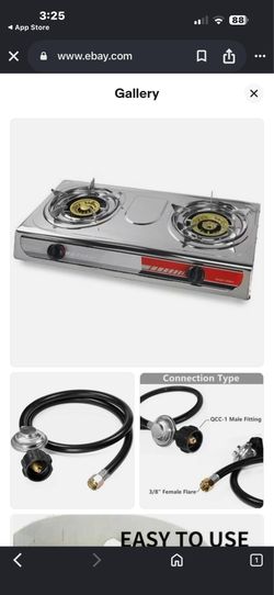 Double Propane Burner Portable Camping Outdoor Stove w/ Hose & Regulator   15 $30