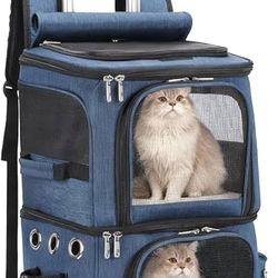 ONLY $55: Double-Compartment Pet Carrier Backpack with Wheels